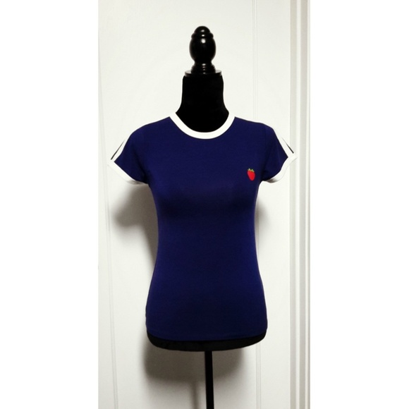 Forever 21 Strawberry Graphic Ringer Tee S NWOT - Picture 3 of 10